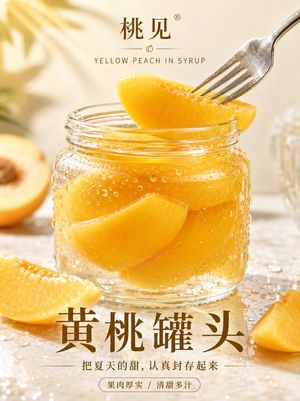 High-End Realistic Peach Canned Food Poster
