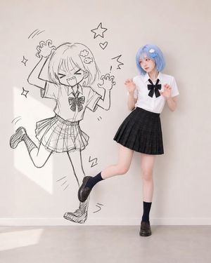 Realistic Person and Doodle Shadow Portrait - 1
