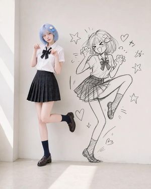 Realistic Person and Doodle Shadow Portrait - 3