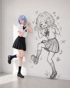 Realistic Person and Doodle Shadow Portrait - 2