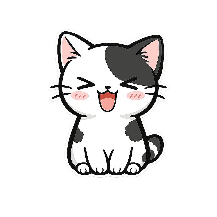 Kawaii Closed-Eye Cat Sticker