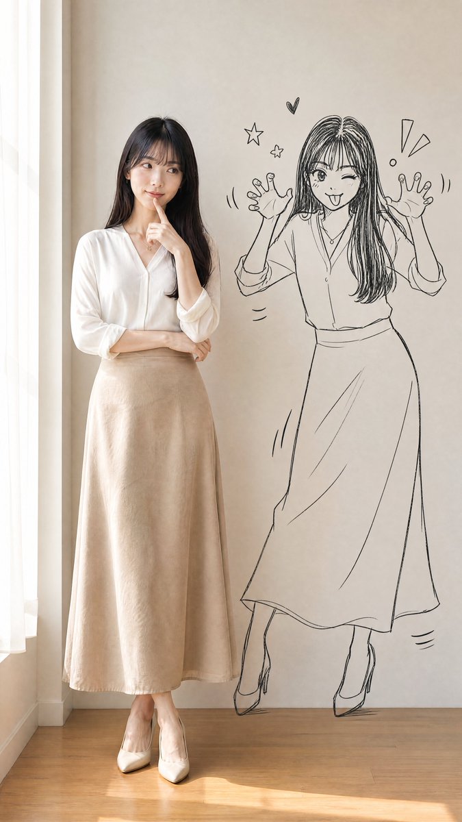 Kawaii Girl With Manga Wall Doodle