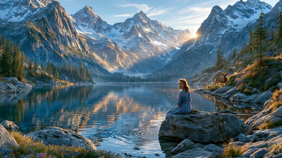 Sunrise Alpine Lake Reflection