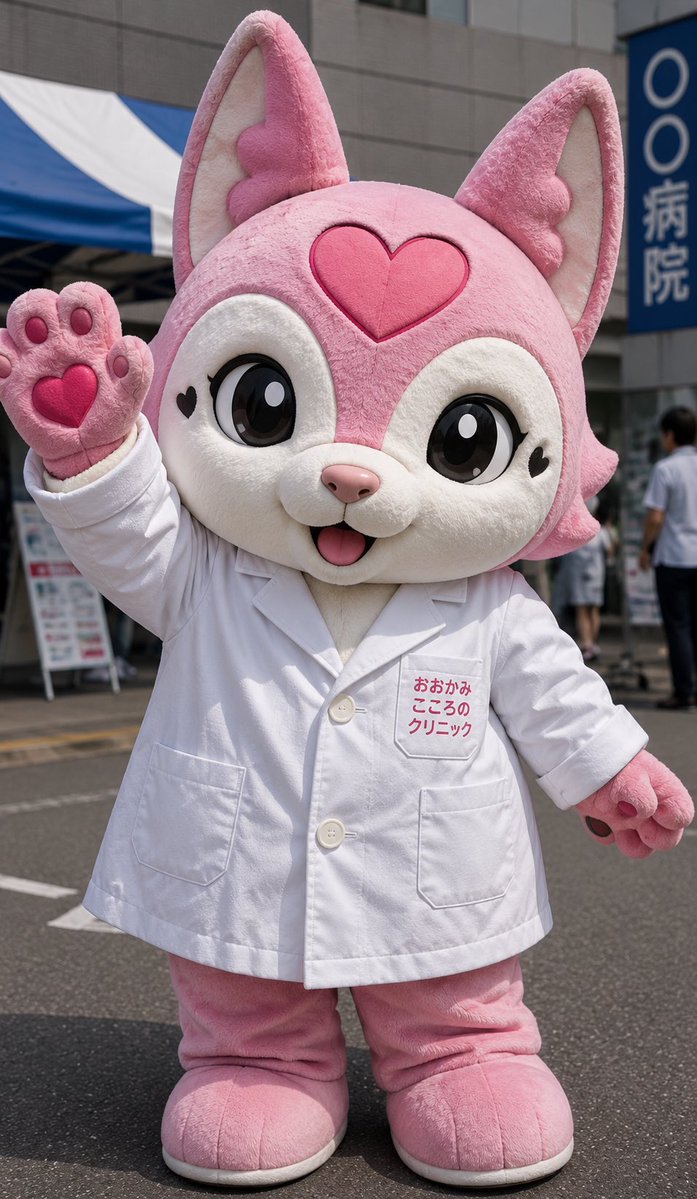 Pink Wolf Doctor Mascot