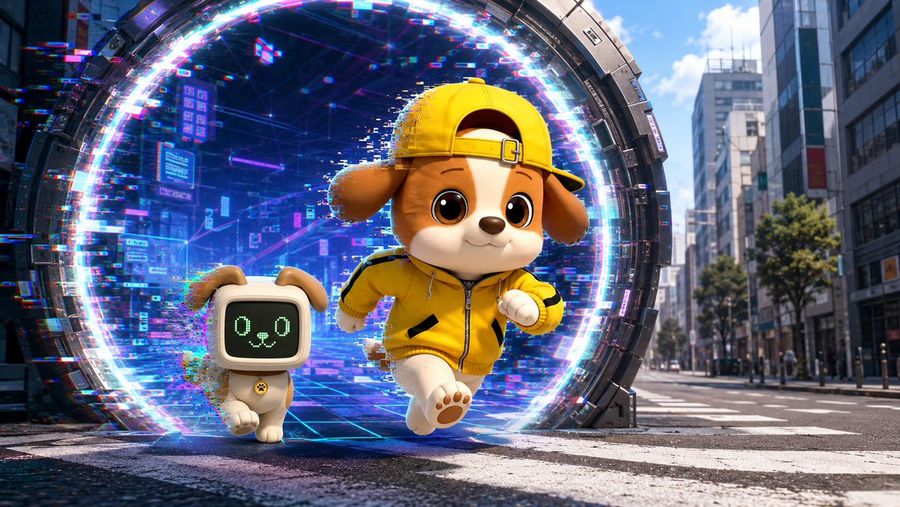 Puppy and Robot Dog Cyber Portal