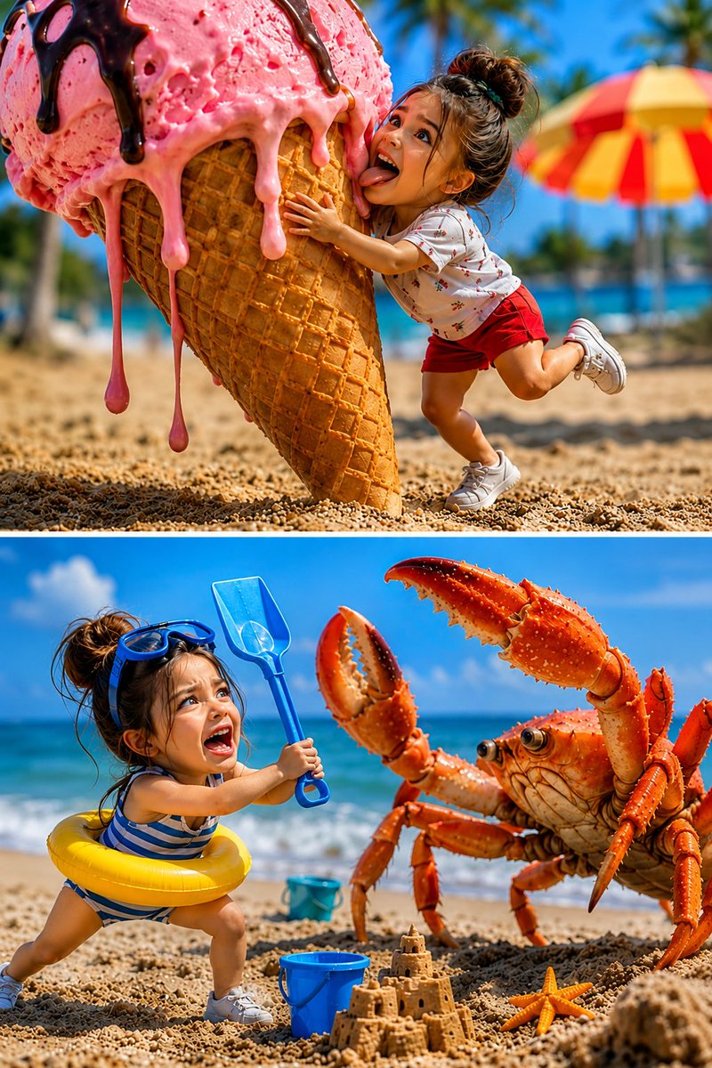 Whimsical Tropical Split-Screen Vacation