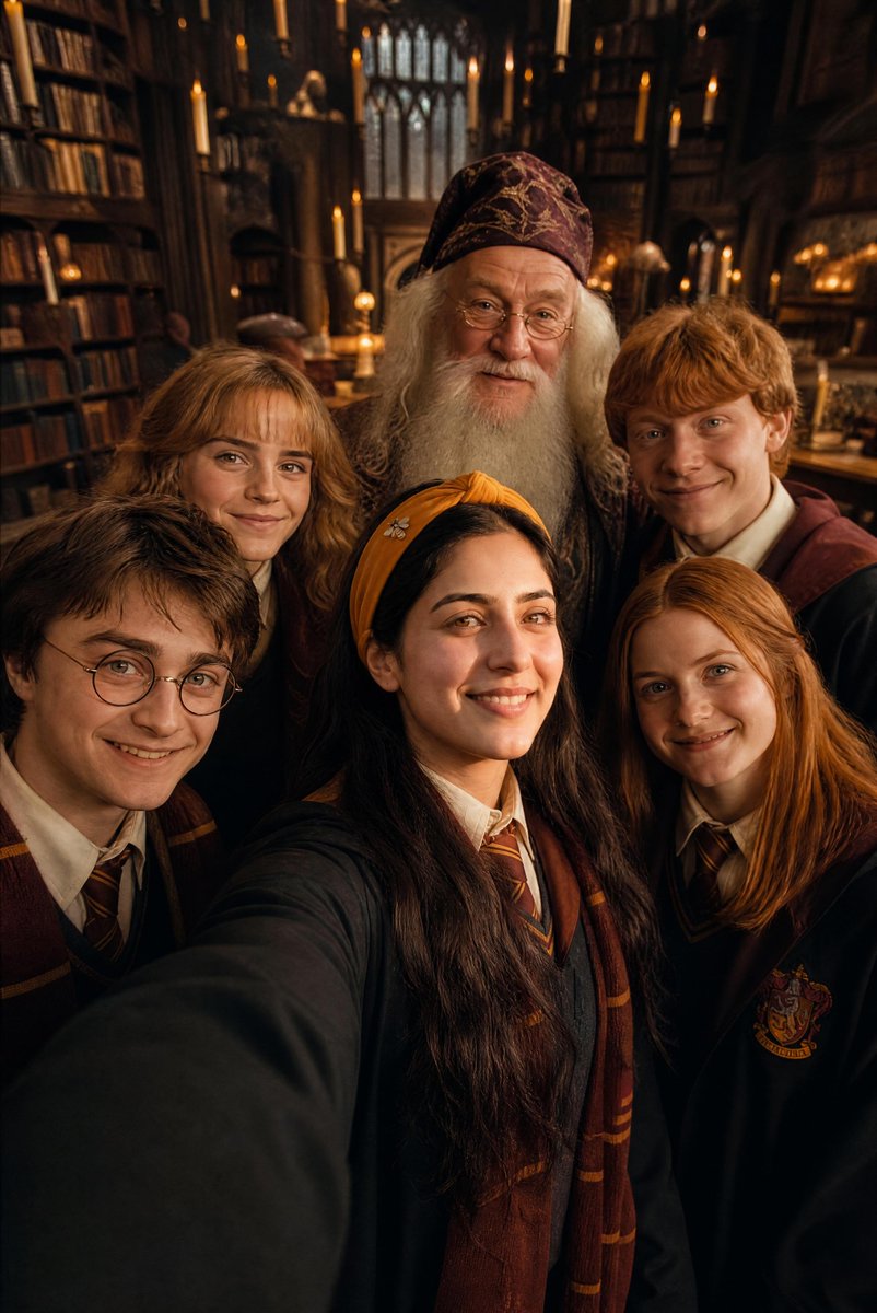 Selfie do elenco de Harry Potter em Hogwarts