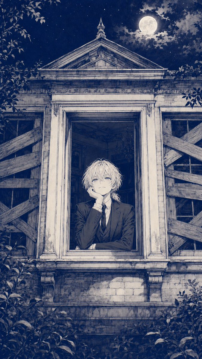 Capa de Anime de Mansão Gótica ao Luar