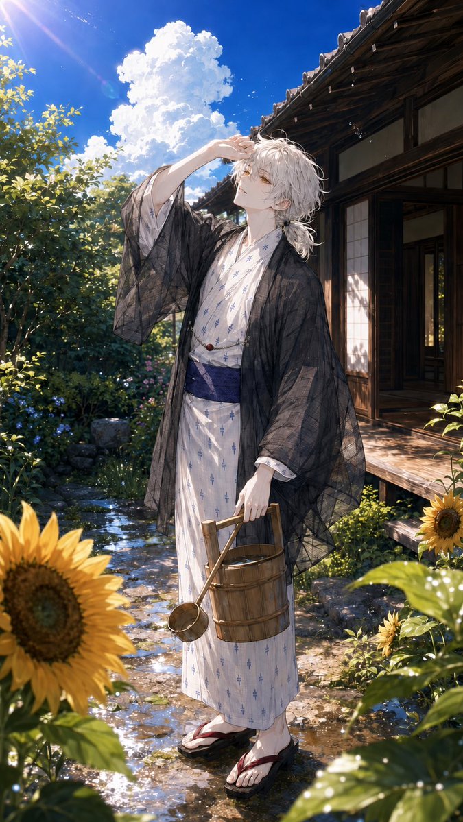 Yazlık Yukata Bahçe Sahnesi