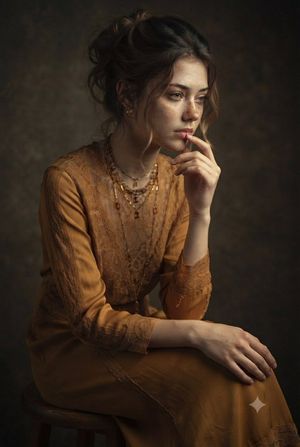 Vintage Mustard Dress Portrait - 3