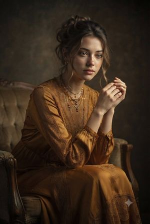 Vintage Mustard Dress Portrait - 4