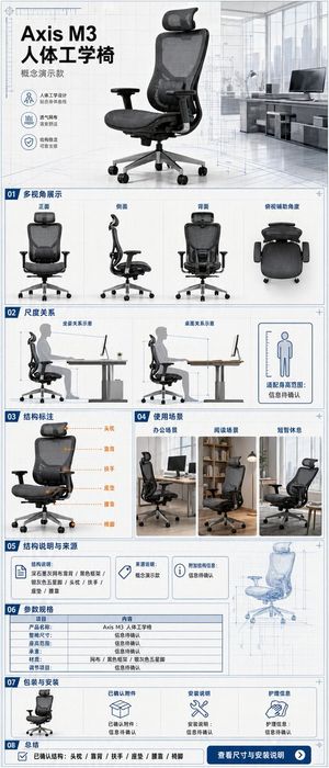 人間工学オフィスチェア向け E コマース用モバイル詳細ページ