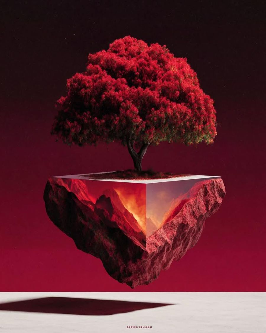 Monochromatic Red Surreal Conceptual Art