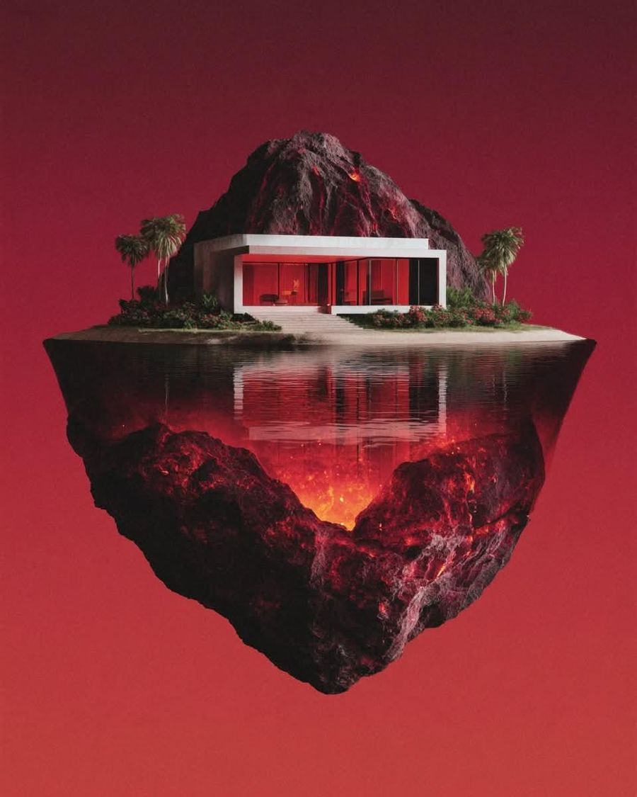 Monochromatic Red Surreal Conceptual Art