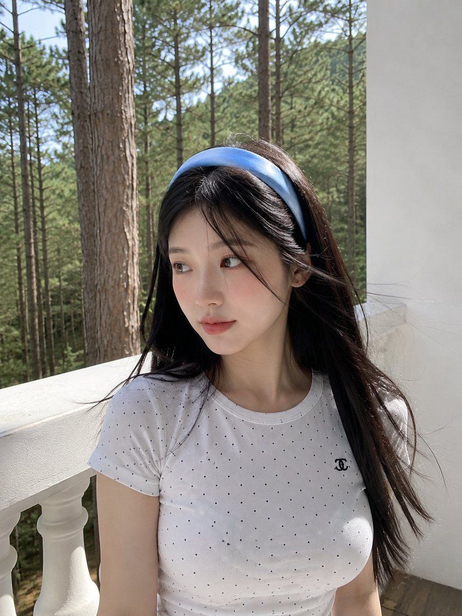 Dreamy Japanese Woman Pine Forest Portrait