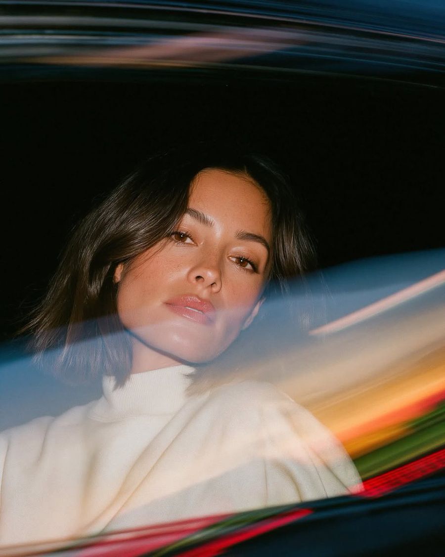 Vintage Car Window Blue Hour Portrait