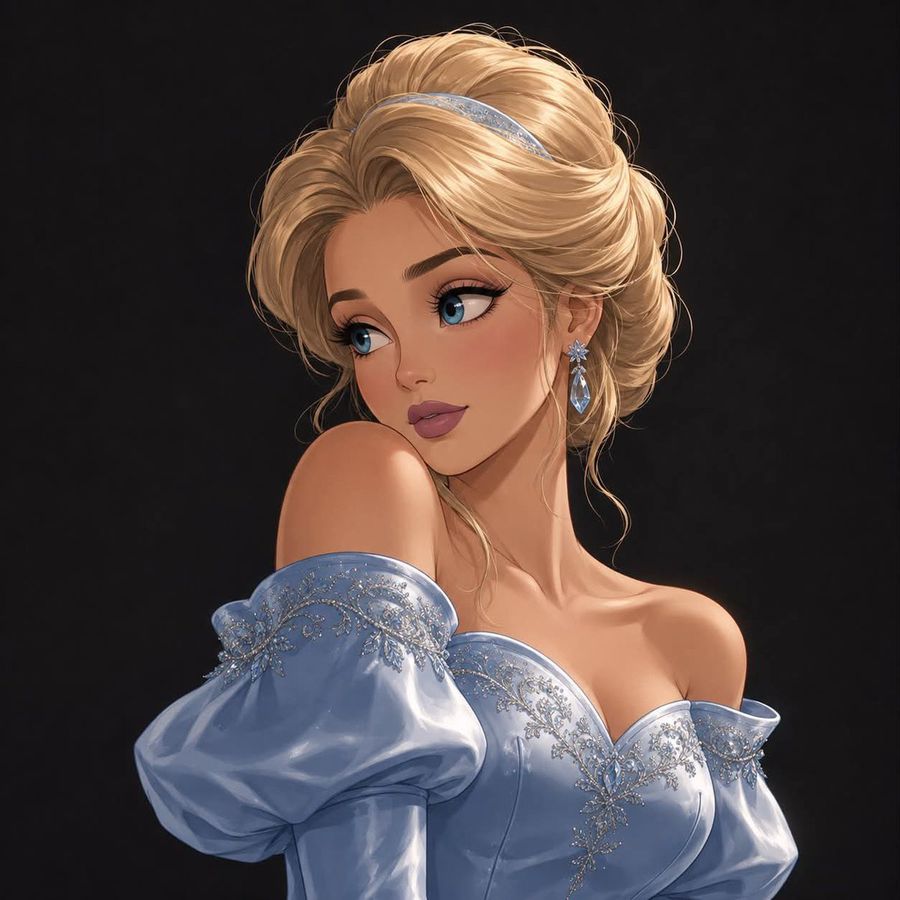 Elegant Fantasy Princess in Royal Gown