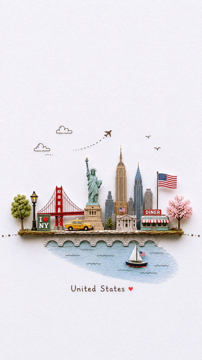 Miniature Paper-Craft Travel Illustration