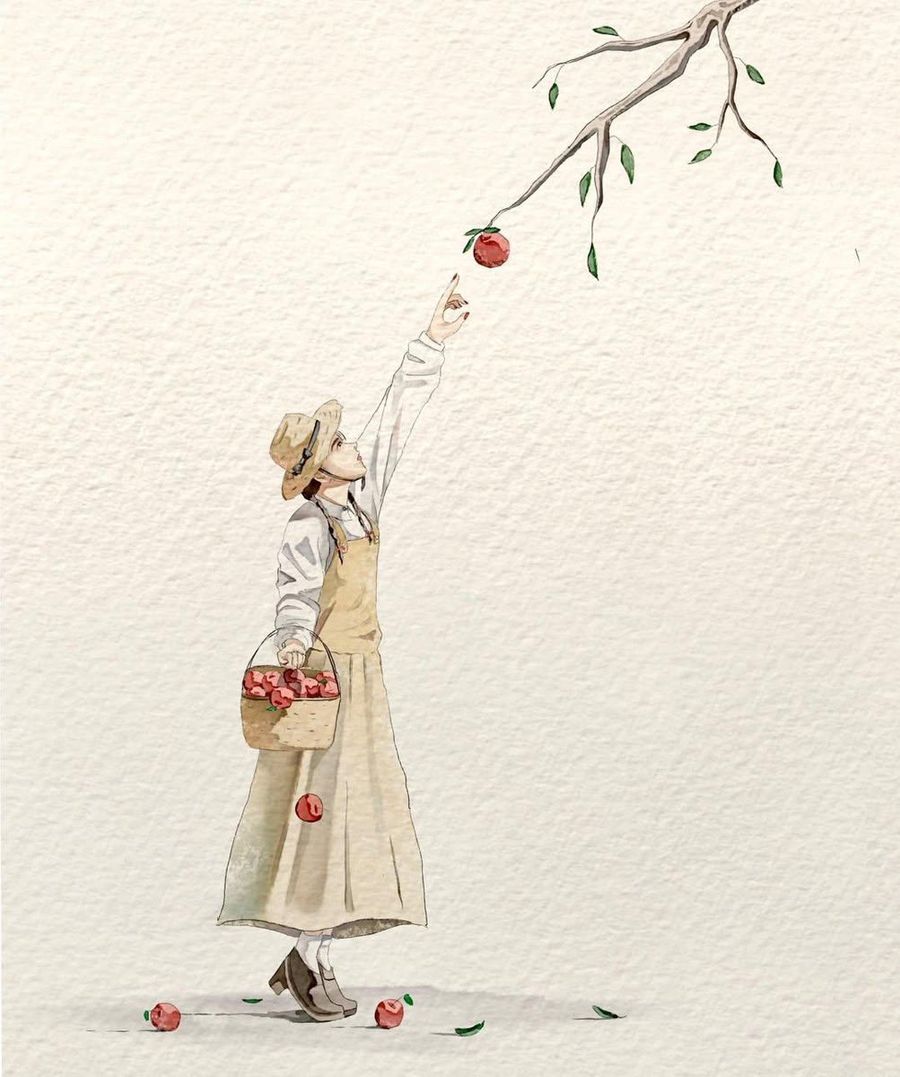 Minimalist Watercolor Illustration of a Stylish Woman
