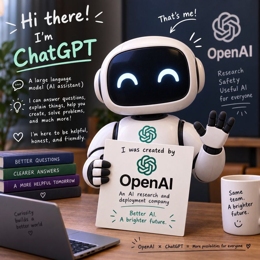 Friendly ChatGPT Robot Office Scene