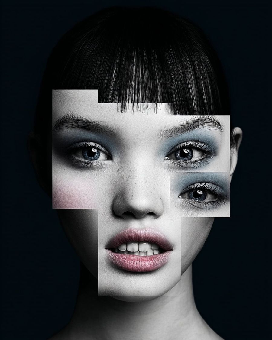 ภาพคอลลาจแนวเศษเสี้ยวขาวดำ