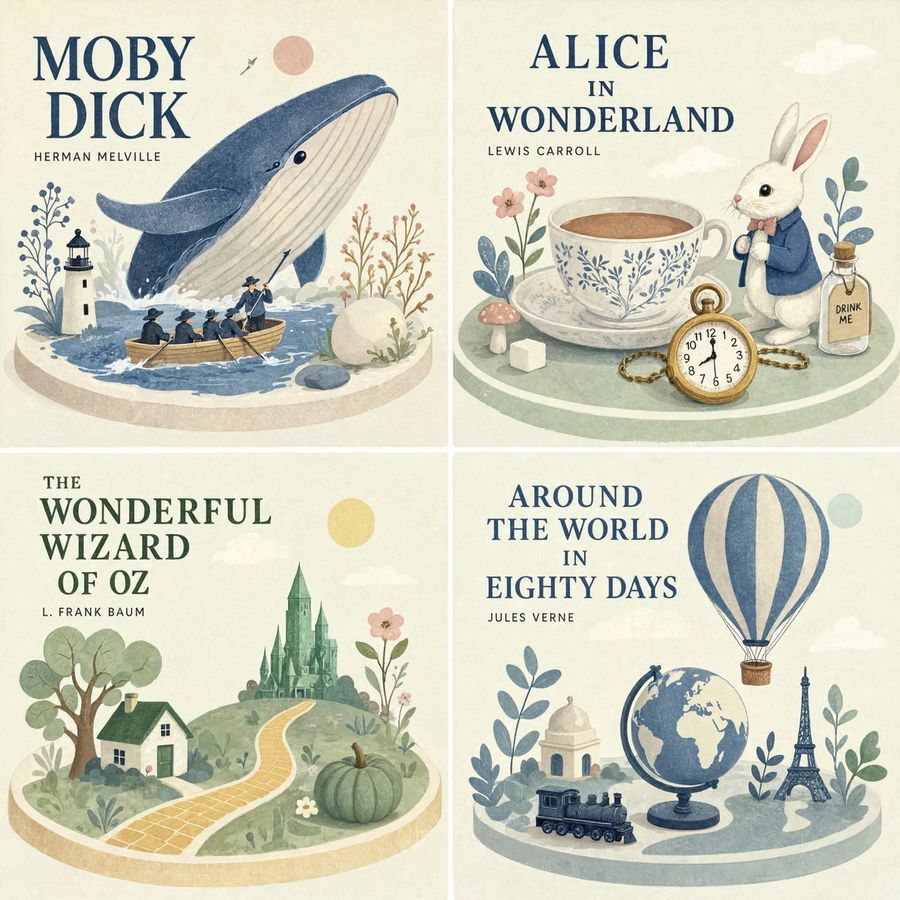 Stylized Editorial Illustration Grid