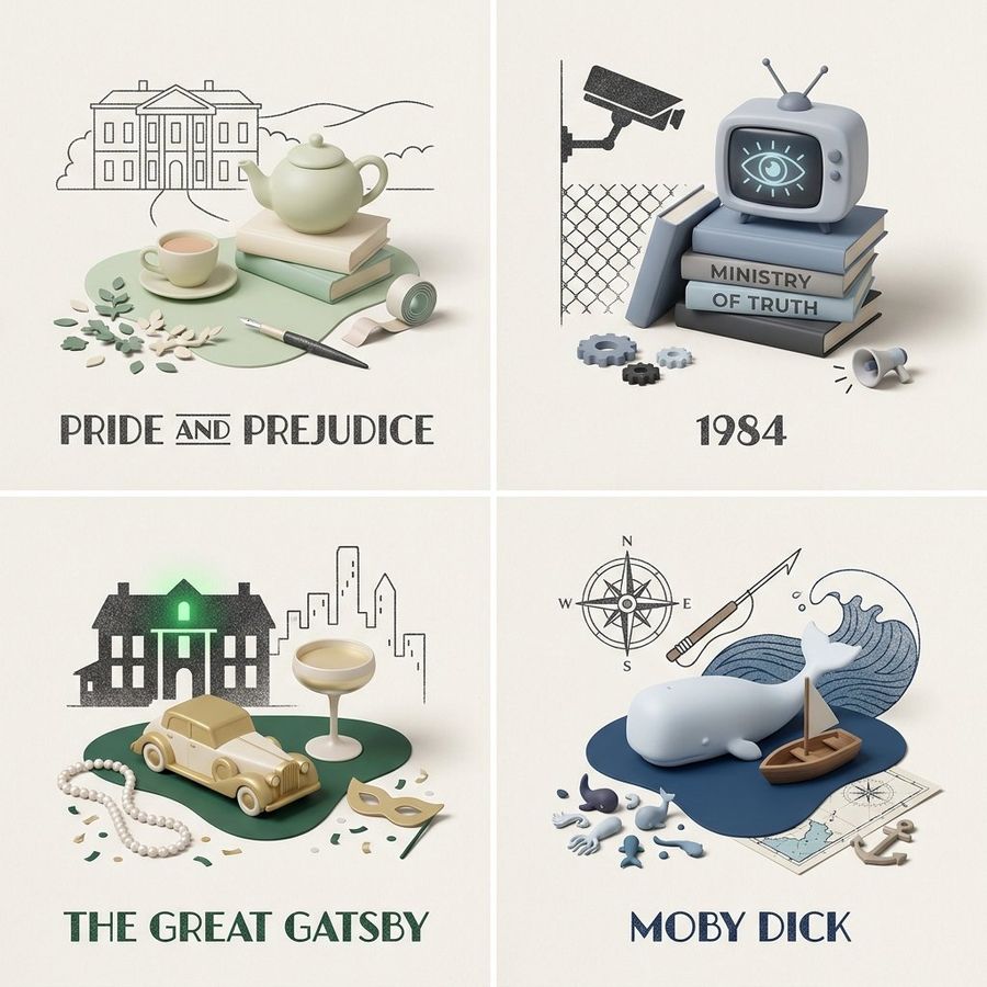 Stylized Editorial Illustration Grid