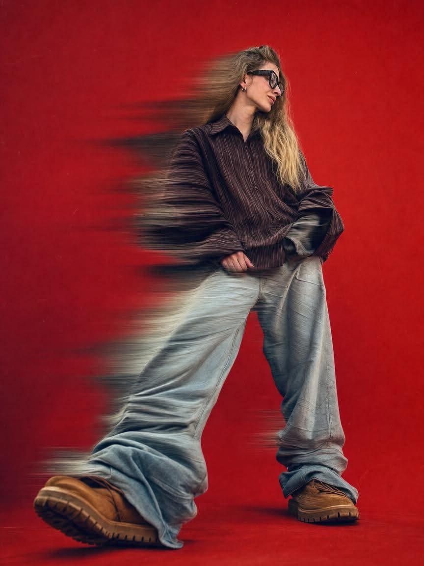 High-Fashion Time-Stretch Studio Portrait