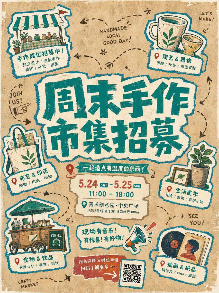Handmade Sticker Collage Poster