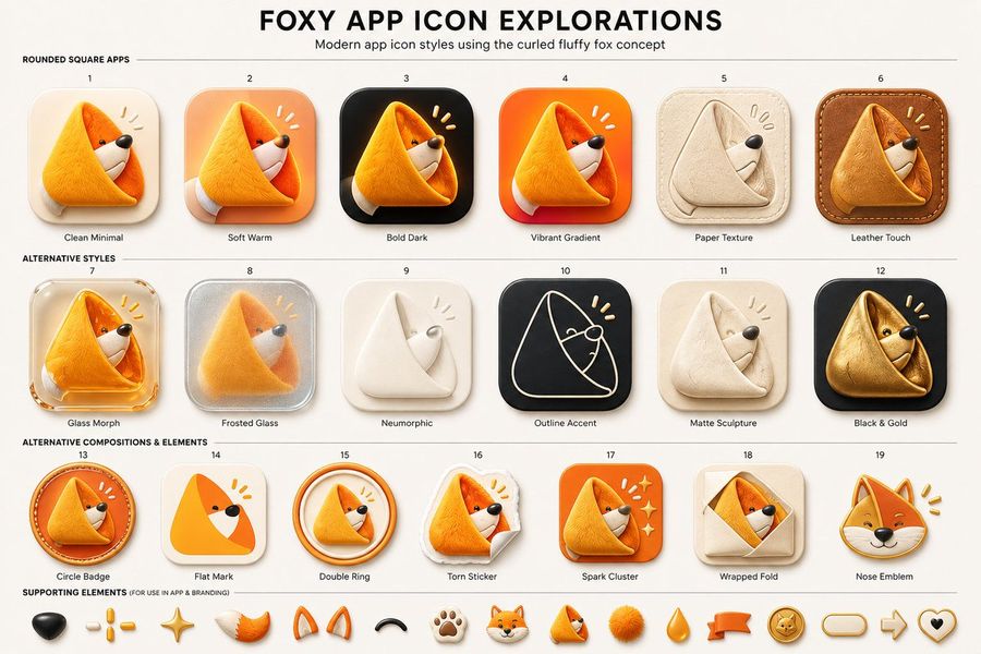 Foxy App Icon Exploration Board