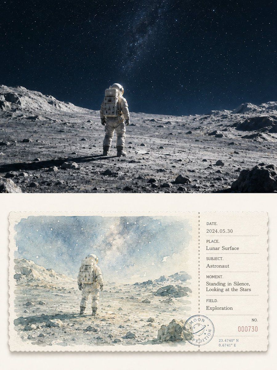Suluboya Kartpostal Bilet Tarzı Poster