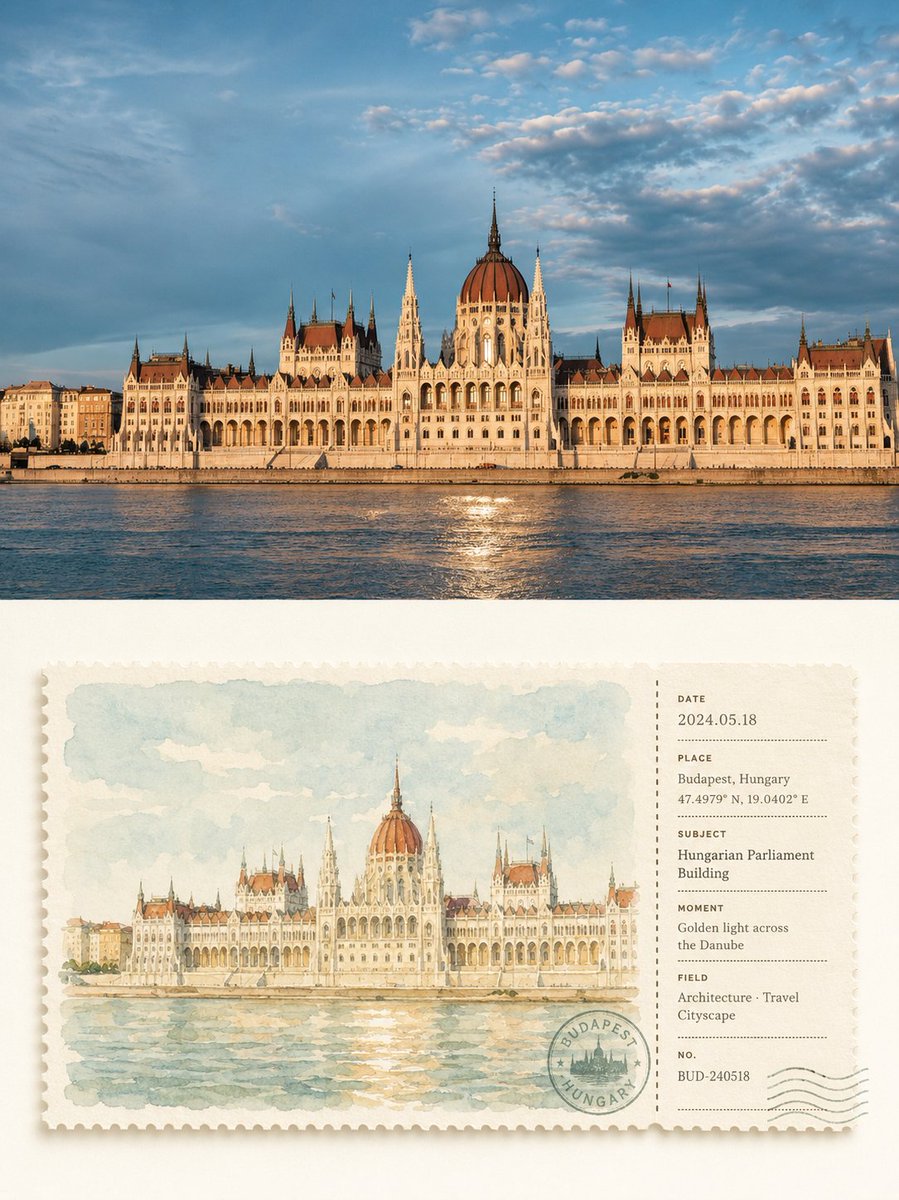 Suluboya Kartpostal Bilet Tarzı Poster