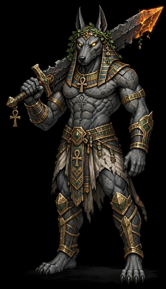 Anubis Dark Fantasy Pixel-Krieger