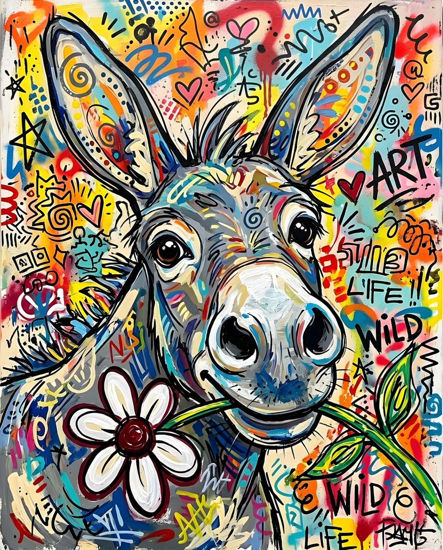 ภาพวาดใบหน้าลาสุดน่ารัก