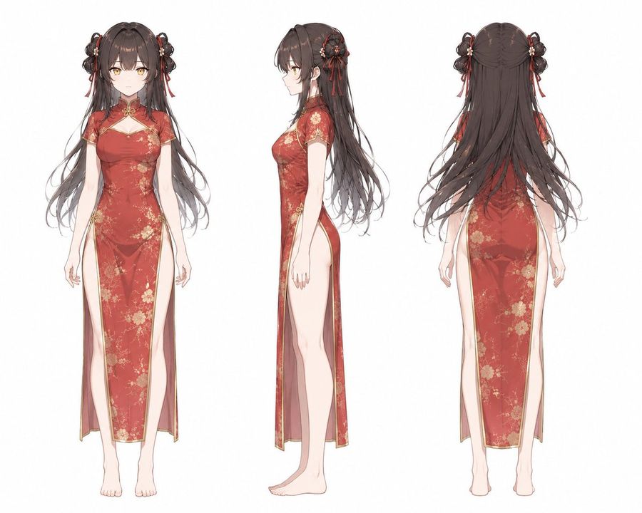 Anime Karakteri Üç Görünüm Sayfası