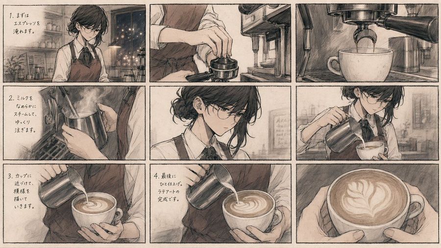 Retrato de barista de anime para cafetería