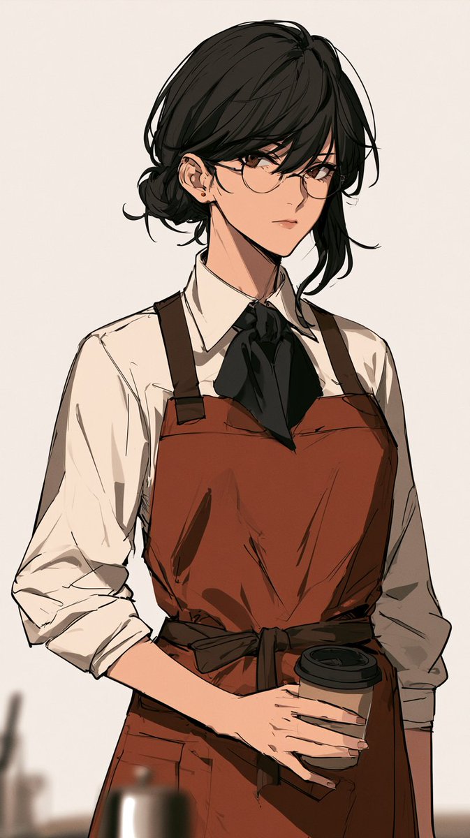 Retrato de barista de anime para cafetería