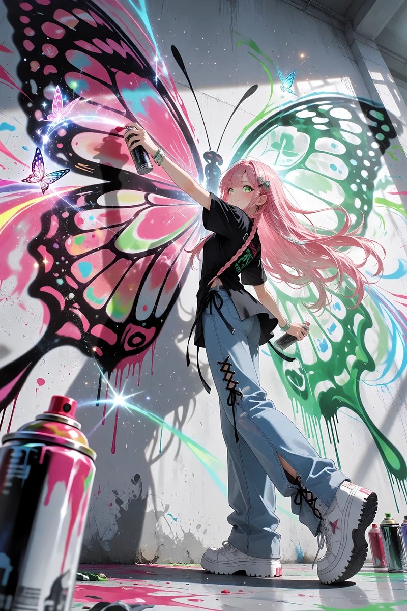 Anime Graffiti Butterfly Artist