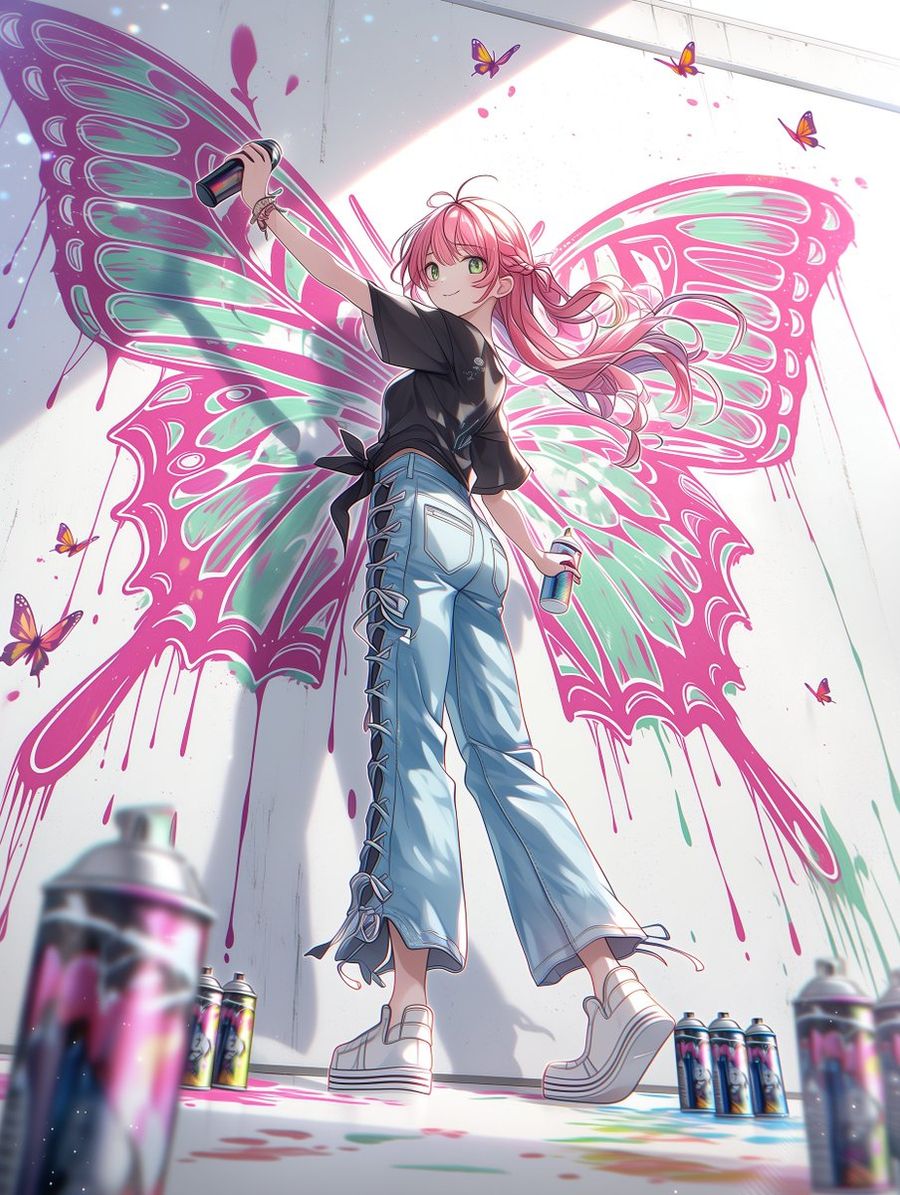 Anime Graffiti Butterfly Artist