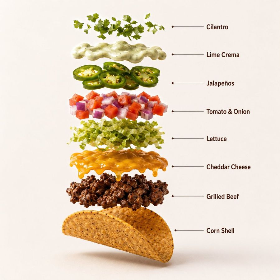 Fotografia professionale di prodotto: Taco di manzo