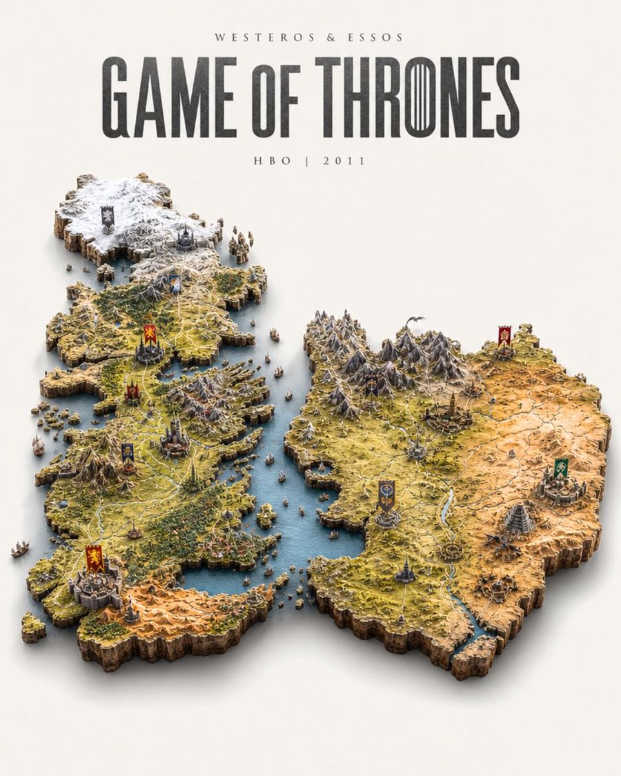 Diorama de mapa isométrico de Game of Thrones