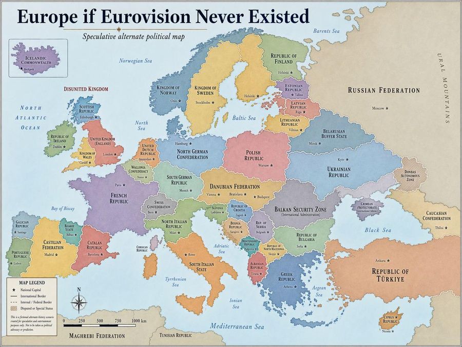 Mappa politica dell'Europa in una storia alternativa
