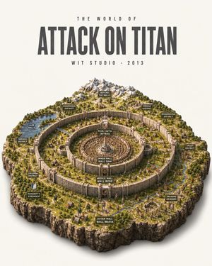 แผนที่จำลองแบบไอโซเมตริกของ Attack on Titan