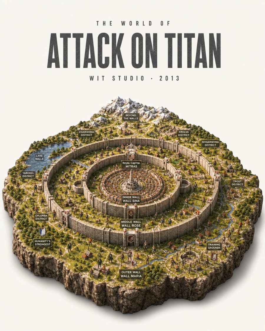 Mapa de diorama isométrico de Attack on Titan