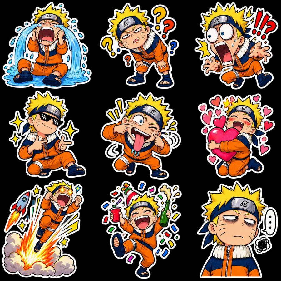 Tờ nhãn dán Chibi Anime Ninja