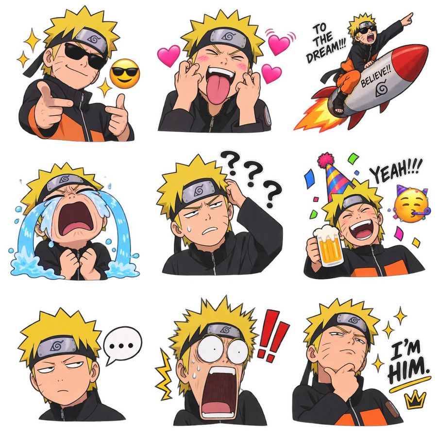 Tờ nhãn dán Chibi Anime Ninja