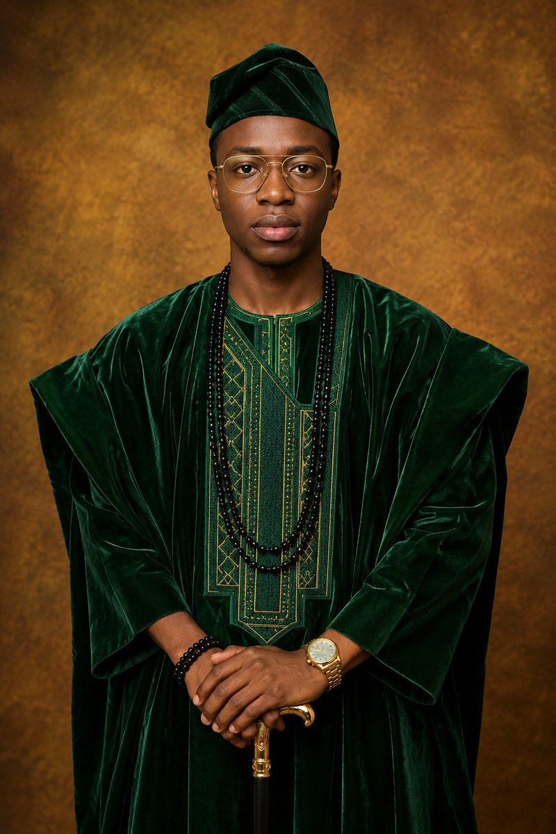 Retrato de estudio premium con Agbada yoruba