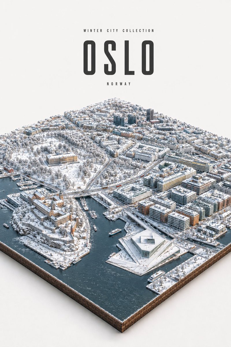 Diorama isométrico de ciudad invernal