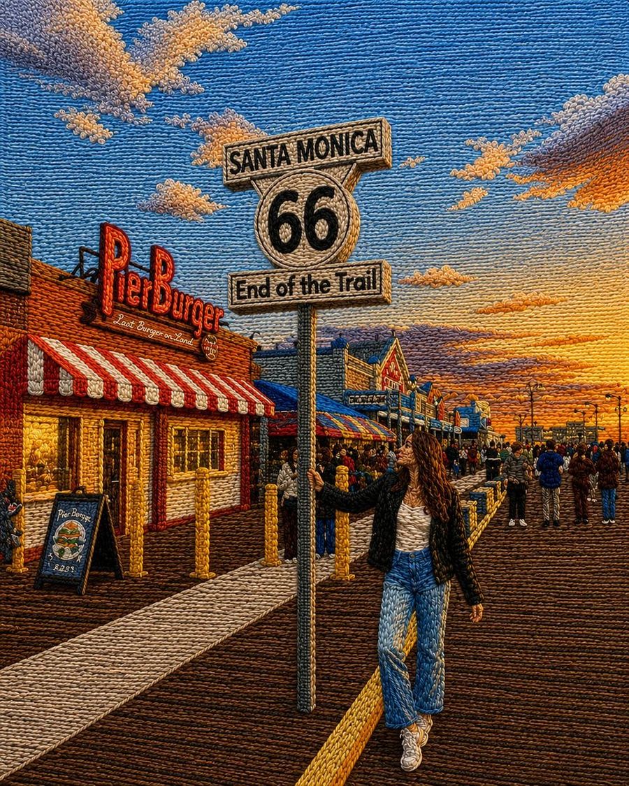 Gesticktes Foto vom Santa Monica Pier