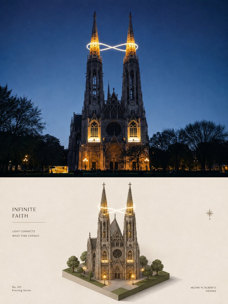 Póster de viaje isométrico de catedral